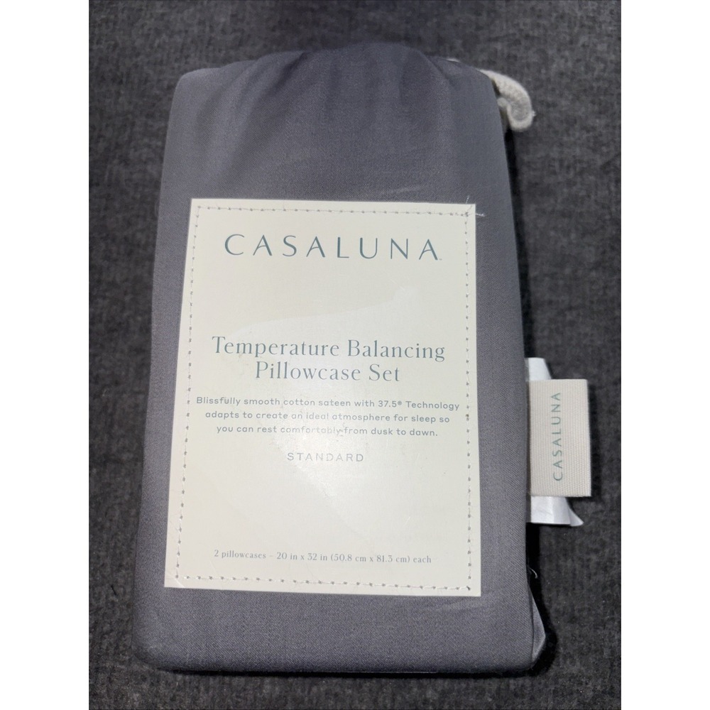 Casaluna Standard Size‎ 300 TC Temperature Balancing Pillowcase Set - Metal Gray